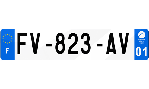 Plaque d'immatriculation Ain 1