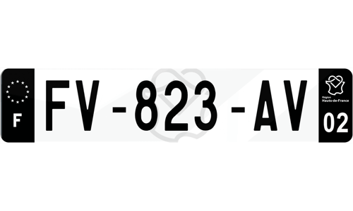 Plaque immatriculation noire fond logo Hauts-de-France