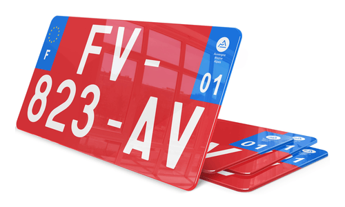 Plaque immatriculation voiture rouge 30x15