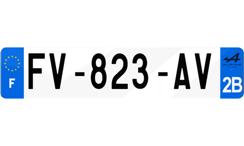 Plaque d'immatriculation ALPINE