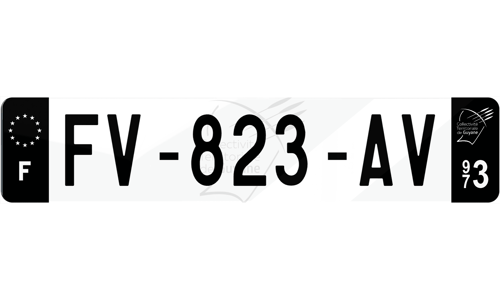 Plaque immatriculation noire fond logo Guyane 973