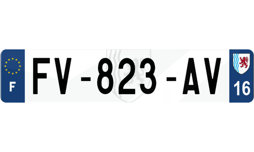 Plaque immatriculation fond logo Nouvelle-Aquitaine
