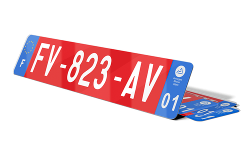 Plaque immatriculation voiture rouge