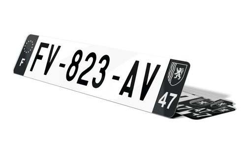 Plaque d'immatriculations noires Lot-et-Garonne 47
