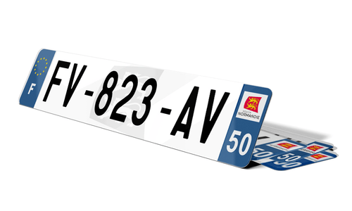 Plaque d'immatriculation fond logo Manche 50