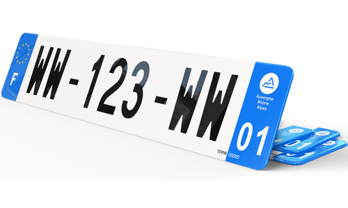 Plaque immatriculation WW provisoire Bleu