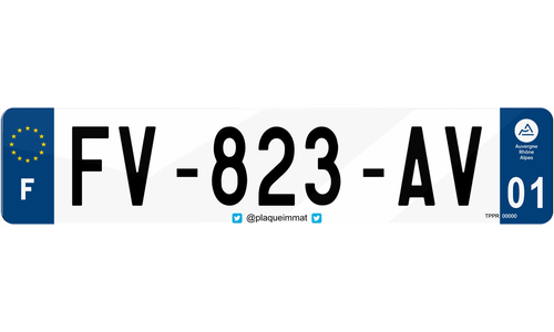 Plaque immatriculation homologuée avec réseau Twitter