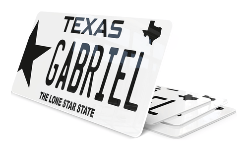 Plaque USA Texas Prénom noire et blanche
