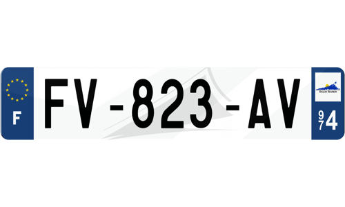 Plaque immatriculation fond logo La Réunion 974
