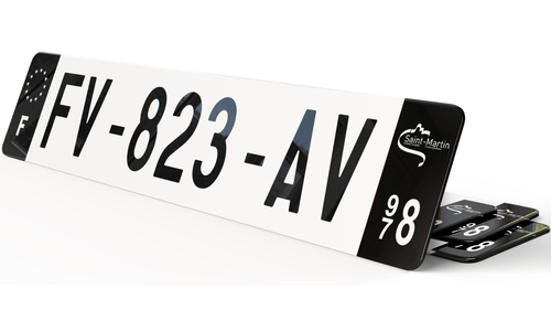 Plaque immatriculation Noire Saint-Martin
