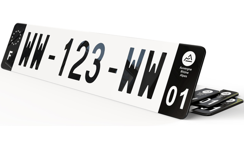 Plaque immatriculation WW provisoire Noire