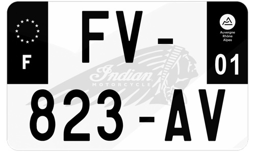 Plaque d'immatriculation moto noire fond logo Indiana Motorcycle
