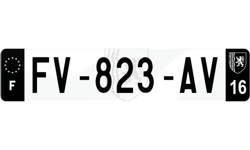 Plaque immatriculation noire fond logo Nouvelle-Aquitaine