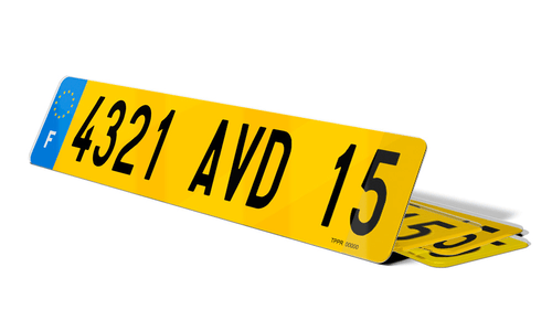 Plaque immatriculation voiture Ancien Format Jaune