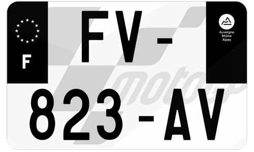 Plaque d'immatriculation moto noire fond logo MotoGP