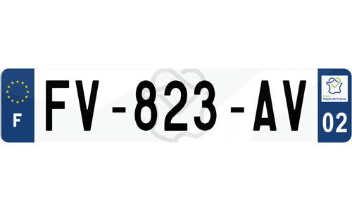 Plaque immatriculation fond logo Hauts-de-France