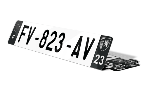 Plaque d'immatriculations noires Creuse 23