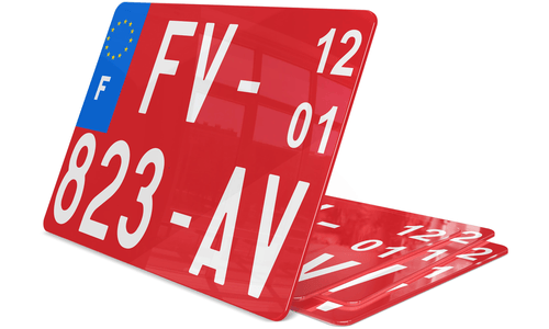 Plaque immatriculation transit temporaire rouge 27,5x20