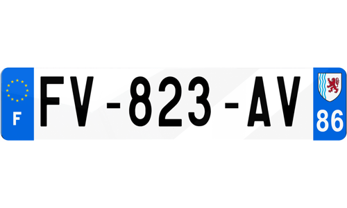 Plaque d'immatriculations Vienne 86