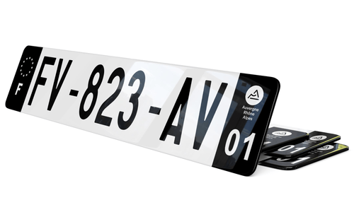Plaque immatriculation Noire 45,5x10 cm