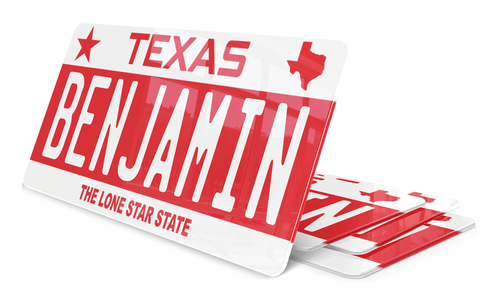 Plaque USA Texas Prénom rouge