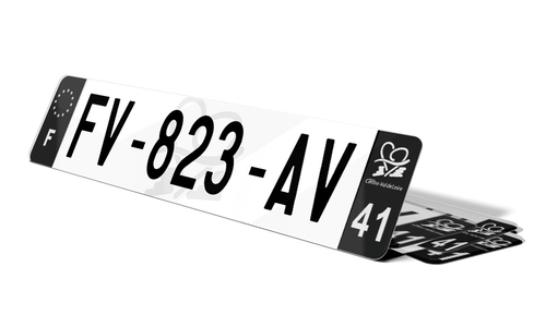 Plaque d'immatriculation noire fond logo Loir-et-Cher