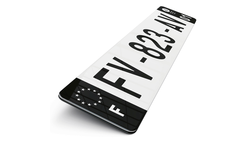 Plaque d'immatriculation Mode noir Eurobande noire et picto blanc