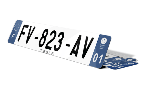 Plaque immatriculaton Texte Tesla