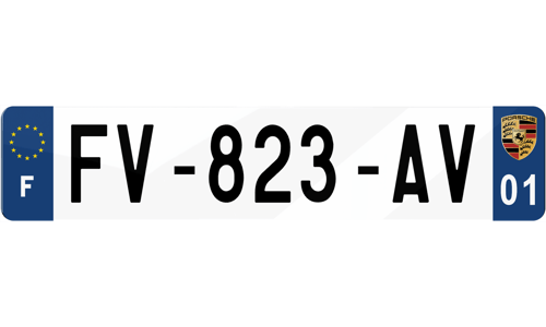 Plaque immatriculation Blason Porsche