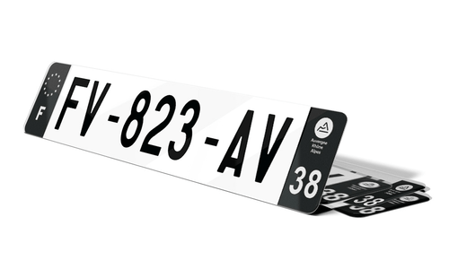 Plaque d'immatriculations noires Isère 38