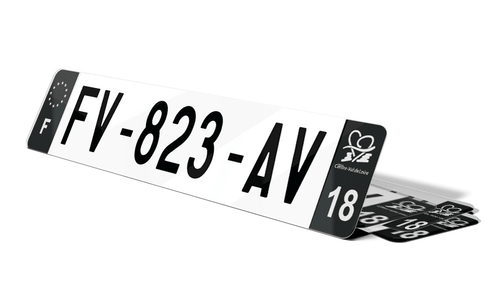 Plaque d'immatriculations noires Cher 18