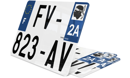 Plaque d'immatriculation 27,5x20 cm Corse-du-Sud 2A