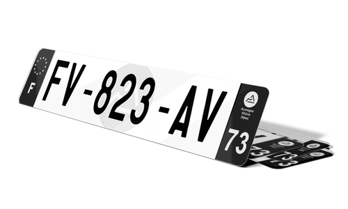 Plaque d'immatriculation noire fond logo Savoie