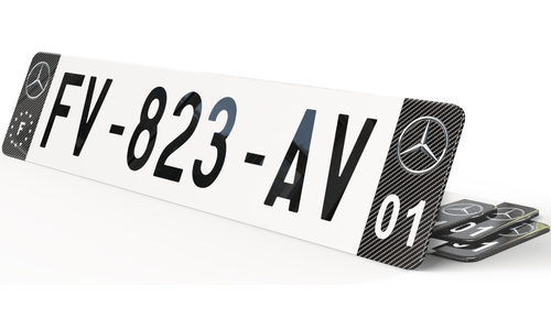 Plaque immatriculation Noire Eurofrance Mercedes Carbone 2