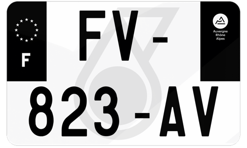 Plaque d'immatriculation moto noire fond logo Petronas