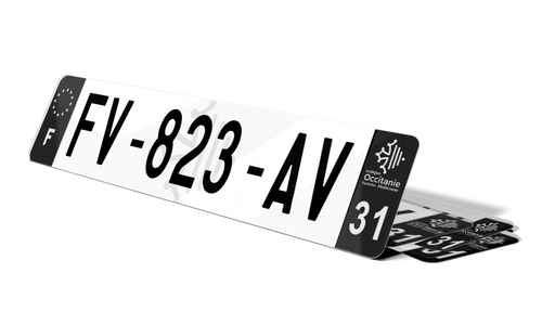 Plaque d'immatriculation noire fond logo Haute-Garonne