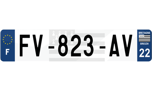 Plaque immatriculation fond logo Bretagne