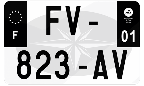 Plaque d'immatriculation moto noire fond logo Polaris