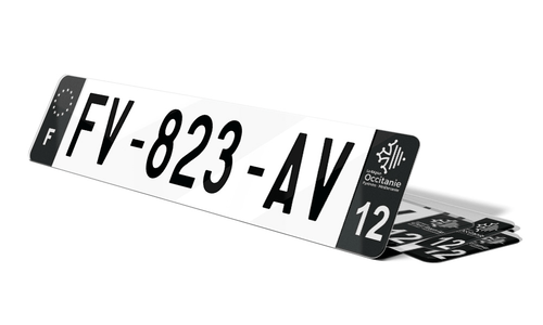 Plaque d'immatriculations noires Aveyron 12