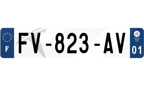 Plaque immatriculation Tesla logo fond gauche