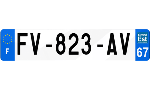 Plaque d'immatriculation Bas-Rhin 67