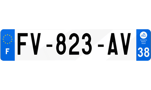 Plaque d'immatriculations Isère 38