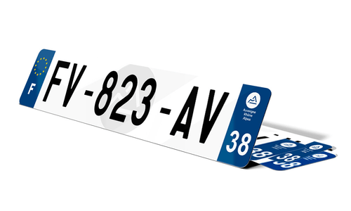 Plaque d'immatriculation fond logo Isère 38