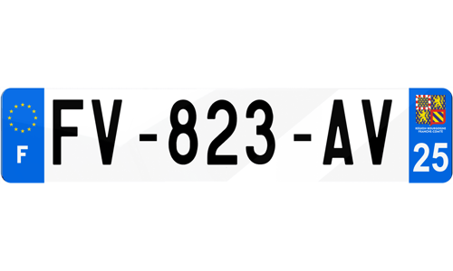 Plaque d'immatriculation Doubs 25