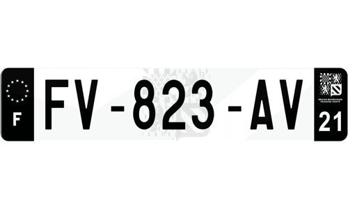 Plaque immatriculation noire fond logo Bourgogne-Franche-Comté
