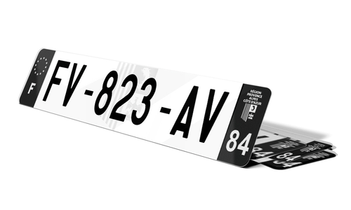 Plaque d'immatriculation noire fond logo Vaucluse