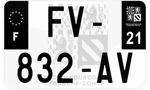 Plaque d'immatriculation moto noire fond logo Côte-d'Or 21