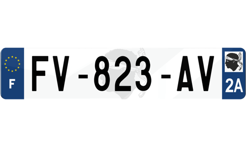 Plaque immatriculation fond logo Corse