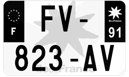Plaque d'immatriculation moto noire fond logo Essonne 91