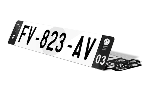 Plaque d'immatriculation noire fond logo Allier